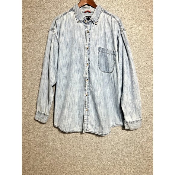 Levi's Signature Men's 2XL Long Sleeve Jean Shirt Casual Work Blue 100% Cotton - Picture 1 of 11